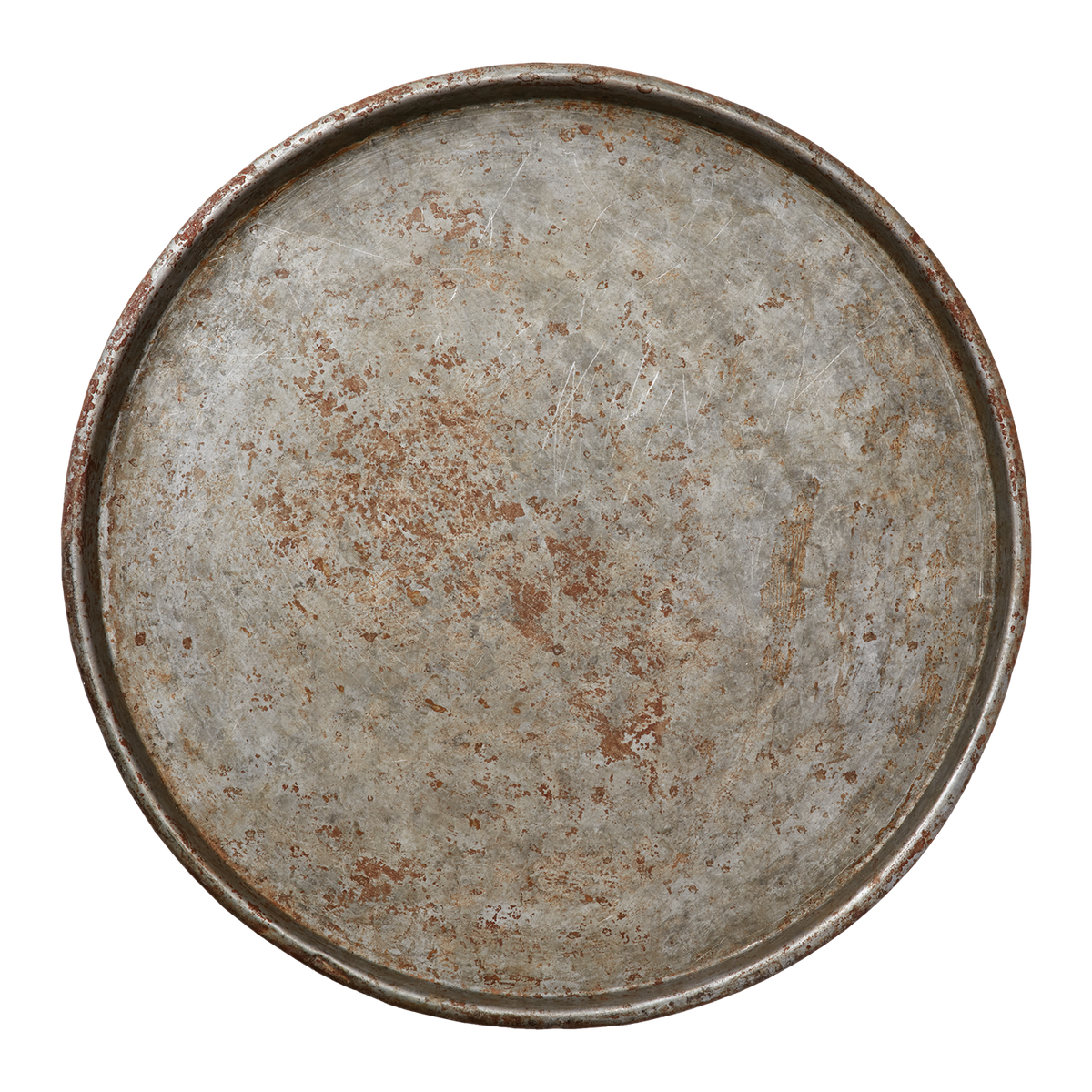 TREASURE Fat i patinerat järn med rostfläckig yta och låg uppvikt kant, Ø55 cm