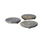 UNIQUE Fat i handhuggen grå och svart sten med cirkulärt mönster, ca Ø14 × H2 cm – bild 5