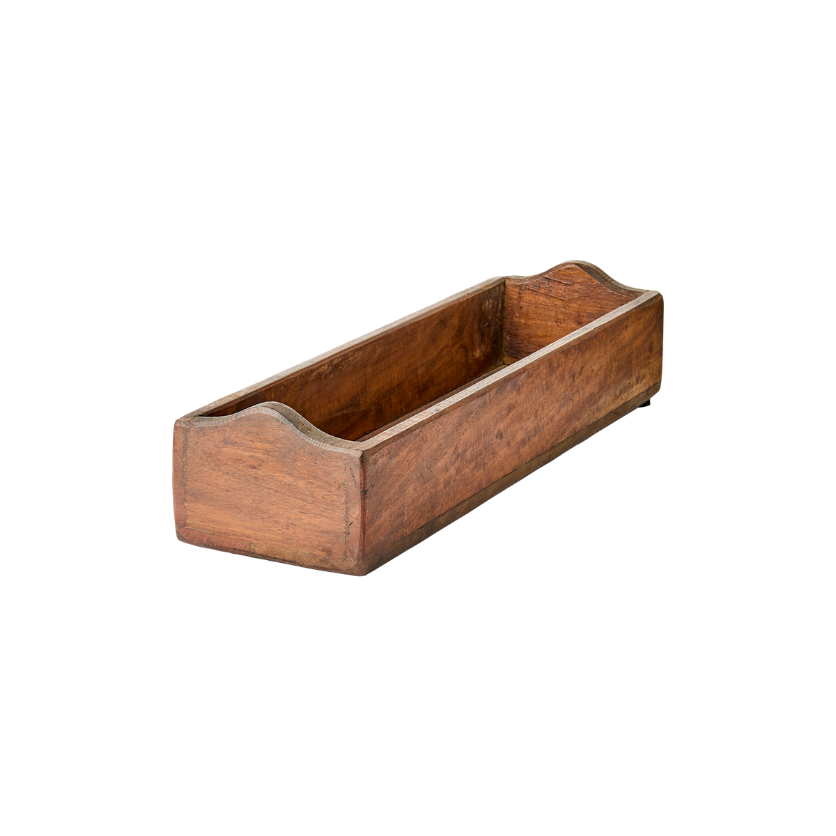 TREASURE Låda i brunt trä med bågformade gavlar, längd 40 cm