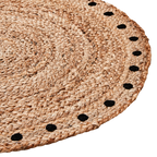 JUNI Matta i flätad jute, natur med svarta prickar längs kanten, diameter 100 cm – bild 4