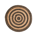 JUNI Matta i handvävd jute med svarta och naturfärgade ringar, diameter 90 cm