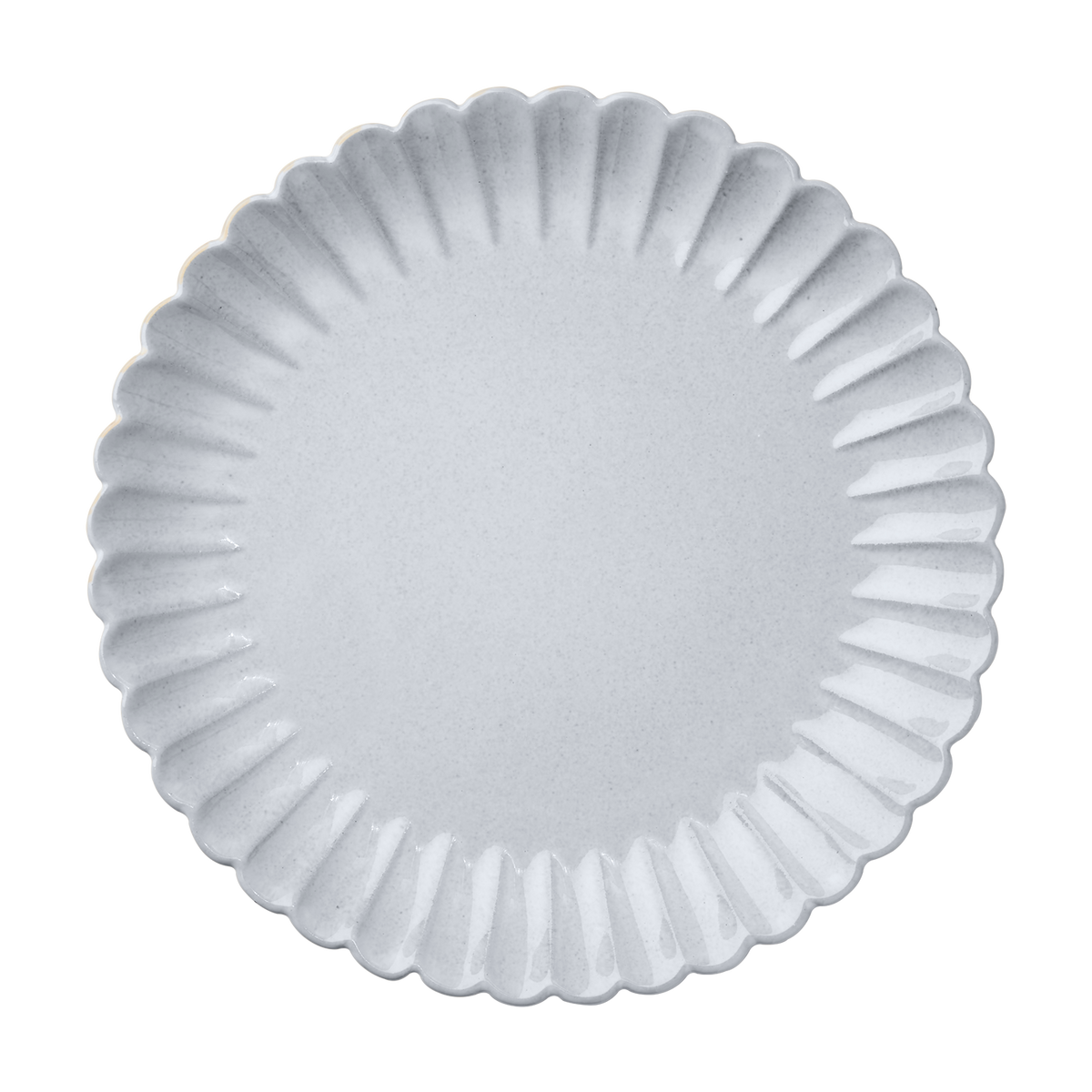HULDA Tallrik i elfenbensvitt stengods med räfflad vågig kant, diameter 26 cm