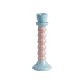 JOSSAN Ljusstake i stengods med rosa kulstam och ljusblå fot och ljuskopp, Ø8 × H22 cm
