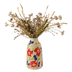 LISETT Vas i elfenbensvitt stengods med handmålade röda, blå och gula blommor, Ø16 cm och 30 cm hög – bild 3