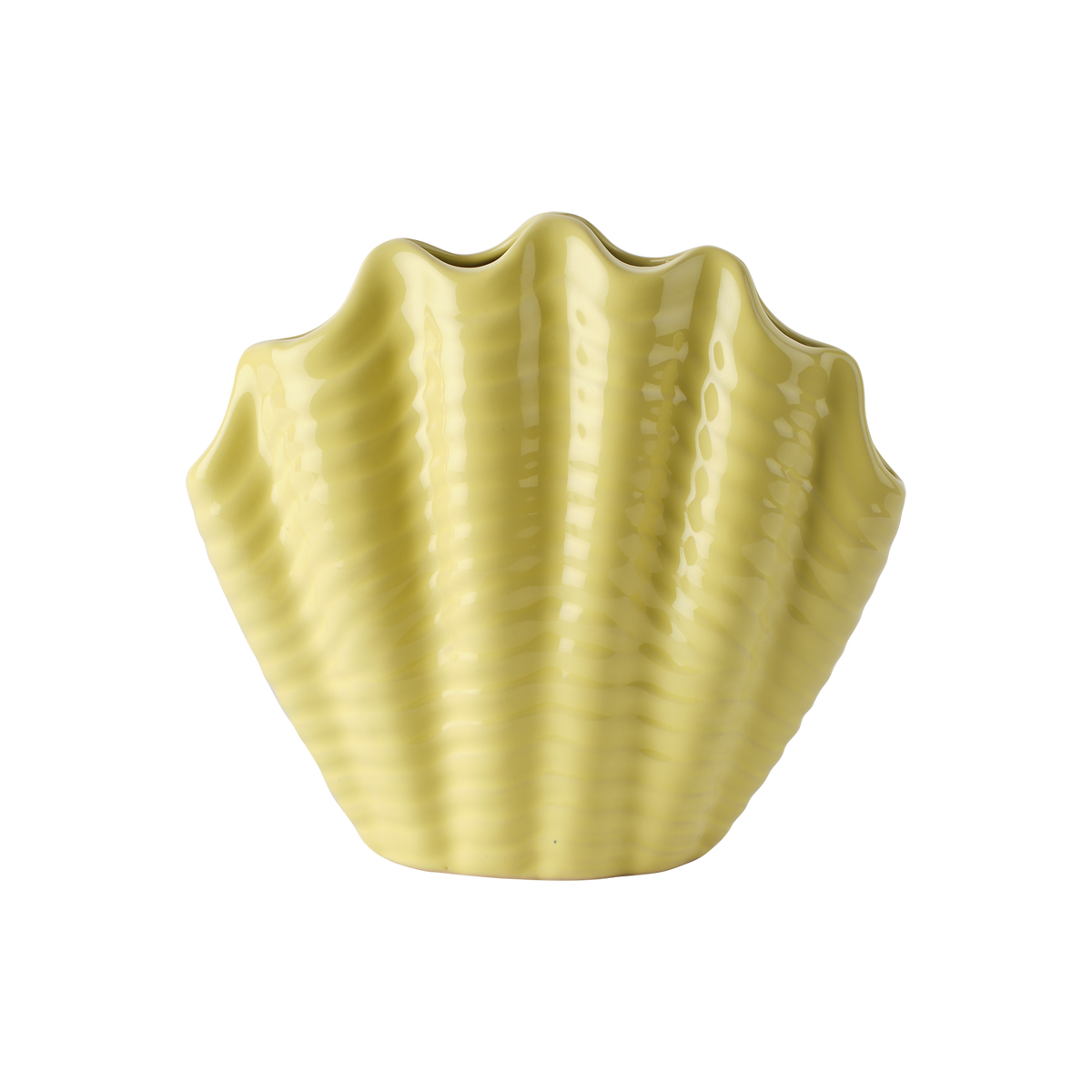 SHELL Vas i gulglaserat stengods formad som ett musselskal, höjd 17 cm