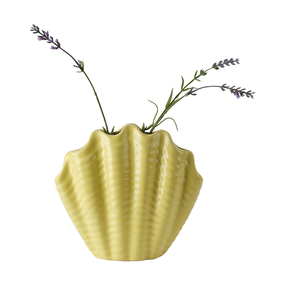 SHELL Vas i gulglaserat stengods formad som ett musselskal, höjd 17 cm – bild 2