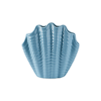 SHELL Vas i gråblått glaserat stengods formad som ett musselskal, höjd 17 cm