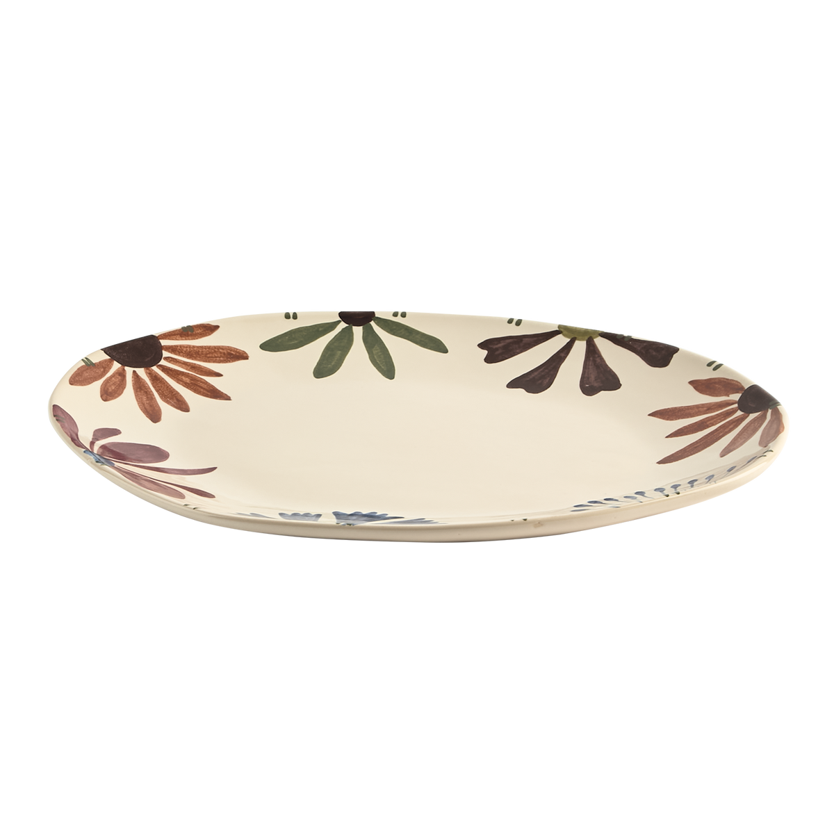 ANNABELLE Serveringsfat i stengods med handmålade blommor längs kanten, 40 × 32 cm – bild 2