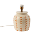 LISETT Lampfot i elfenbensvitt stengods med handmålade senapsgula bladrankor, Ø19,5 cm och 28 cm hög