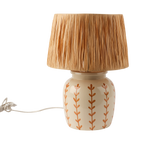 LISETT Lampfot i elfenbensvitt stengods med handmålade senapsgula bladrankor, Ø19,5 cm och 28 cm hög – bild 3