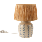LISETT Lampfot i elfenbensvitt stengods med handmålade blå bladrankor, Ø19,5 cm och 28 cm hög – bild 2