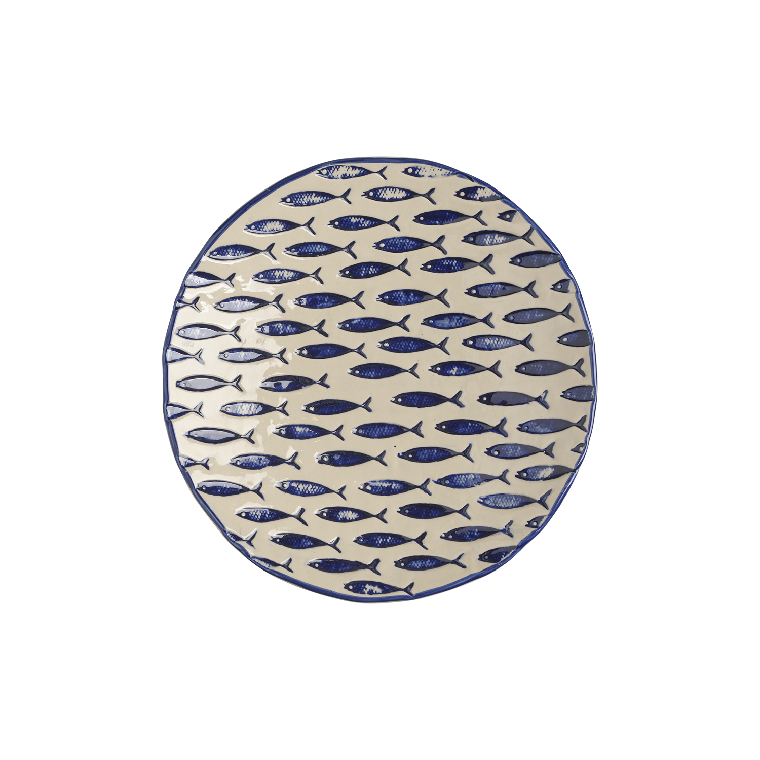 FISH Tallrik, Beige/blå