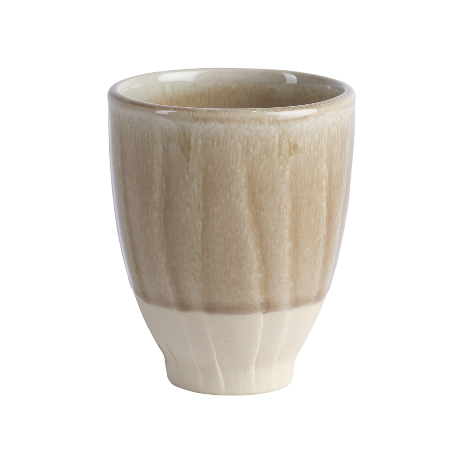 MAGDA Kopp, Beige – räfflad kopp i stengods utan öra, Ø7,5 × H9 cm