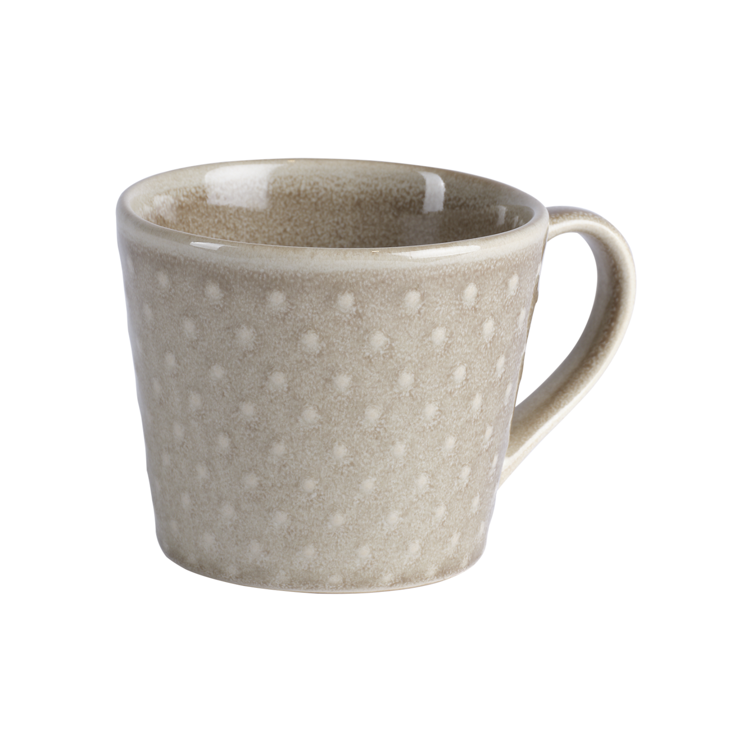 DOTTY Kopp, Beige – kopp i stengods med prickar i relief, Ø10 × B13,5 × H8,5 cm