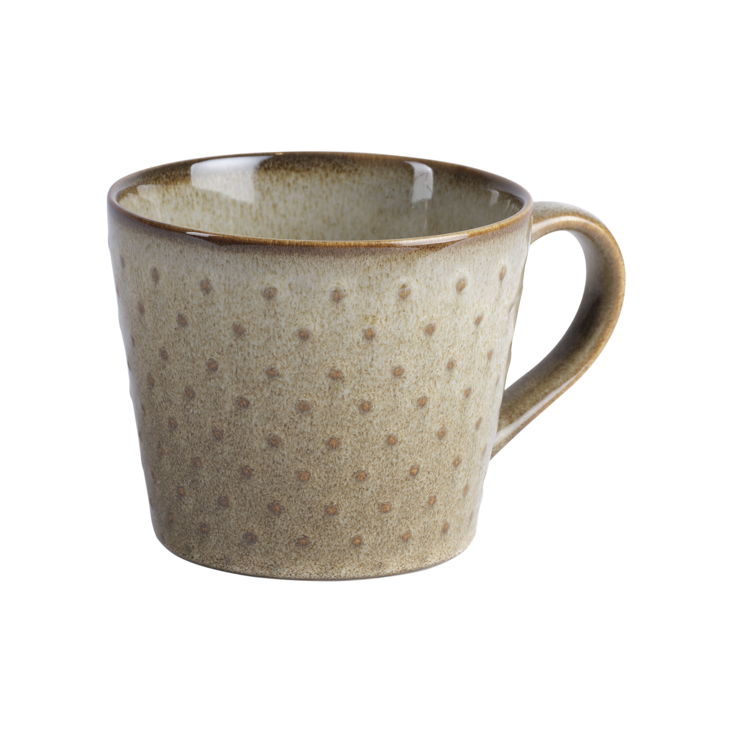 DOTTY Kopp, Mörkbeige – kopp i stengods med prickar i relief, Ø10 × B13,5 × H8,5 cm