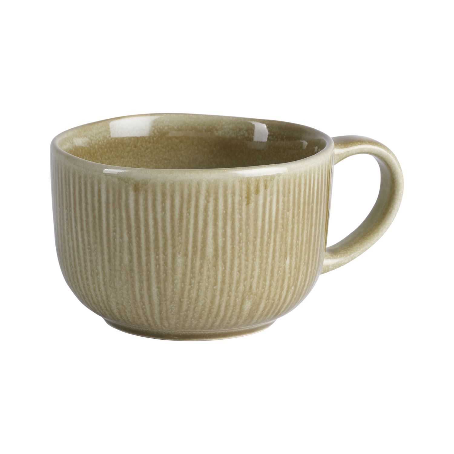 MAGDA Tekopp, Beige – räfflad tekopp i stengods, Ø12,5 × B16 × H8 cm