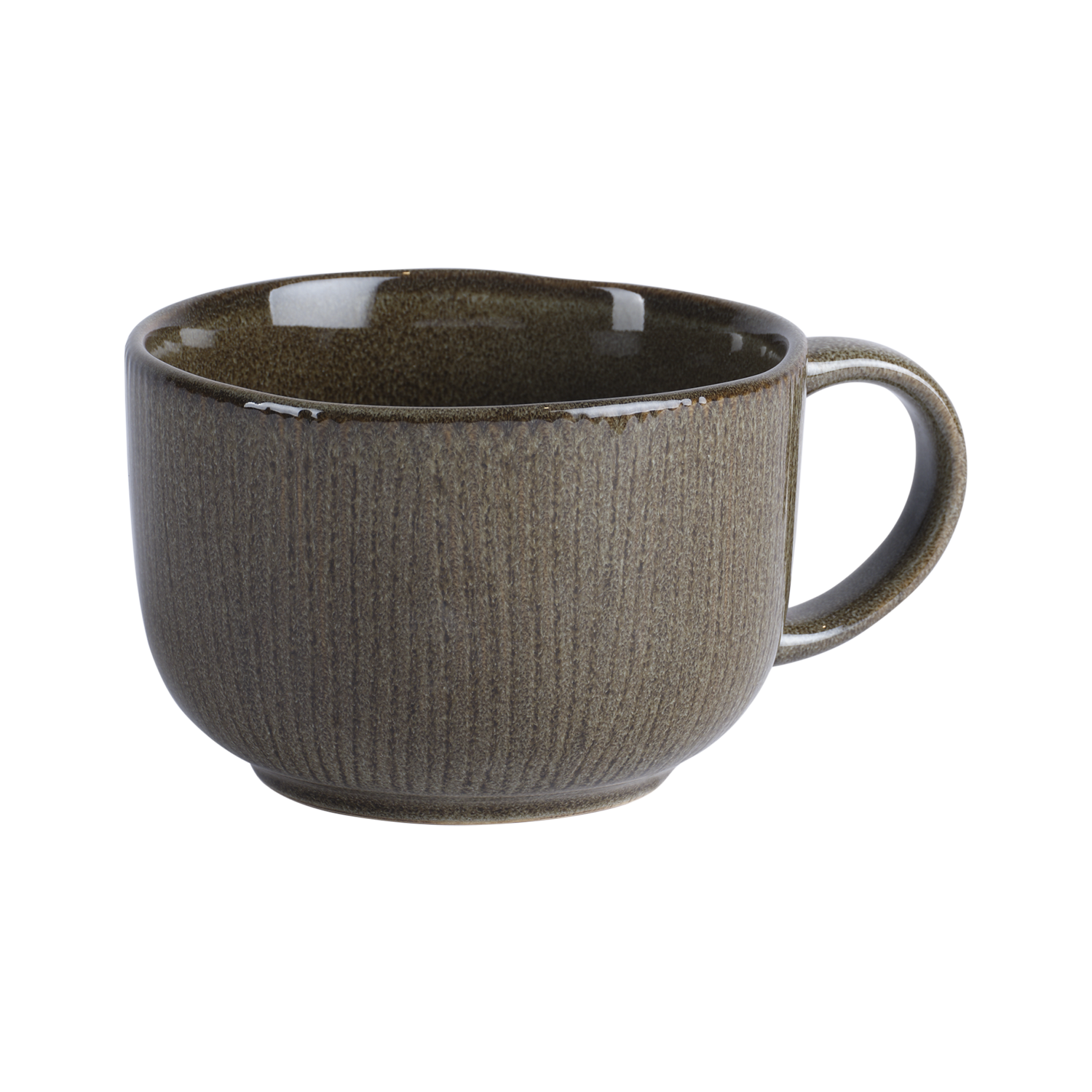 MAGDA Tekopp, Brun – räfflad tekopp i stengods, Ø12,5 × B16 × H8 cm