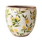 LEMONA Kruka L, Vit/grön/gul