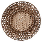 SINAN Fat, set om 5 i flätad bambu med metallkant, natur, från Ø43 till Ø75 cm – bild 3