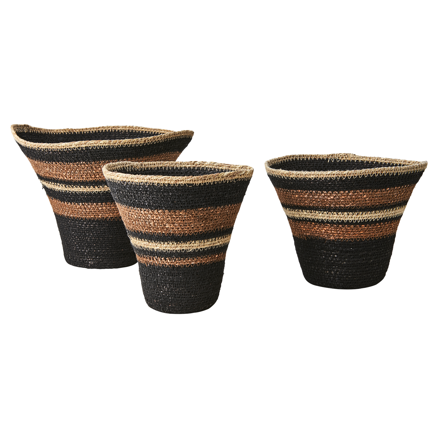 MADIBA Korg, set om 3, Svart/brun/beige