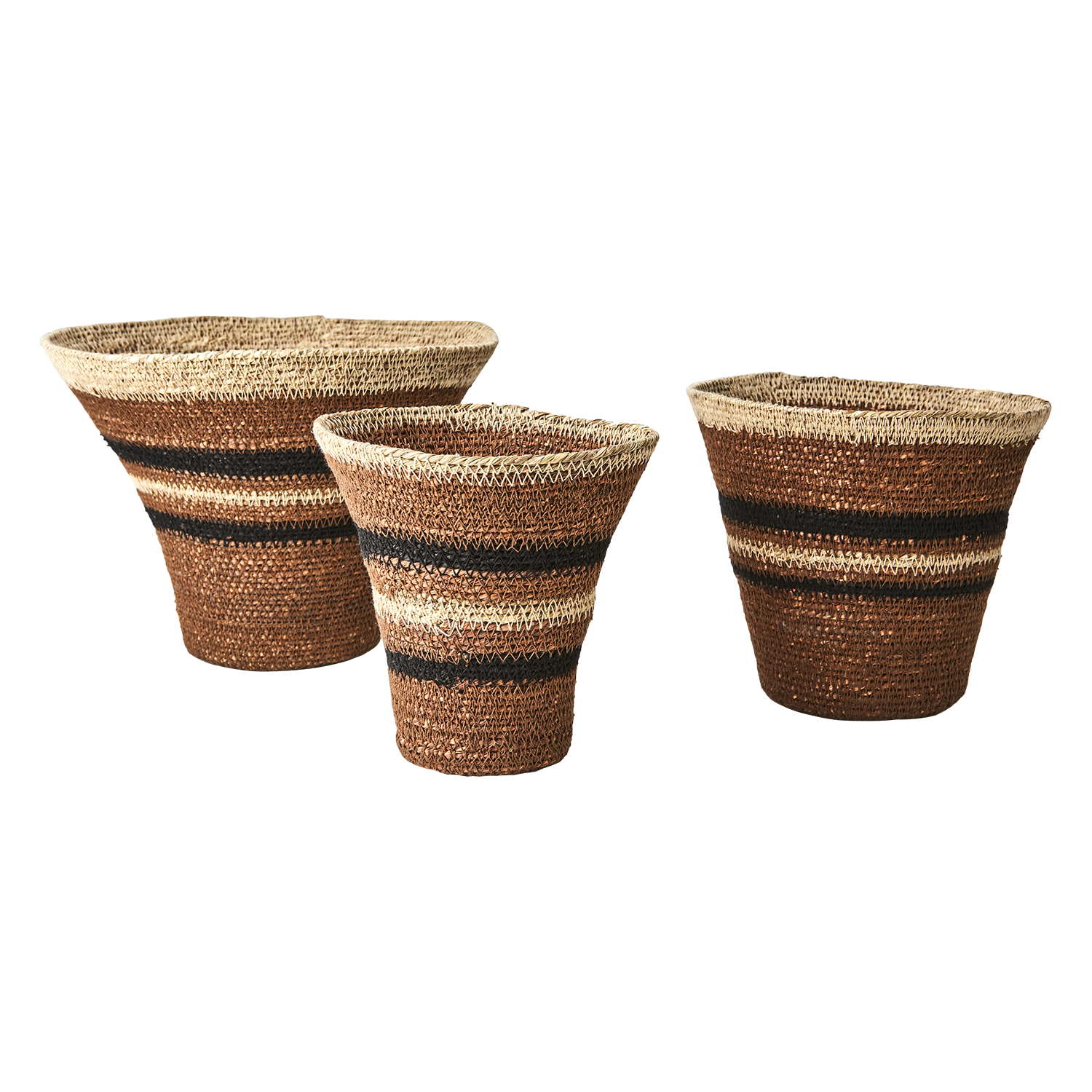 MADIBA Korg, set om 3, Brun/beige/svart