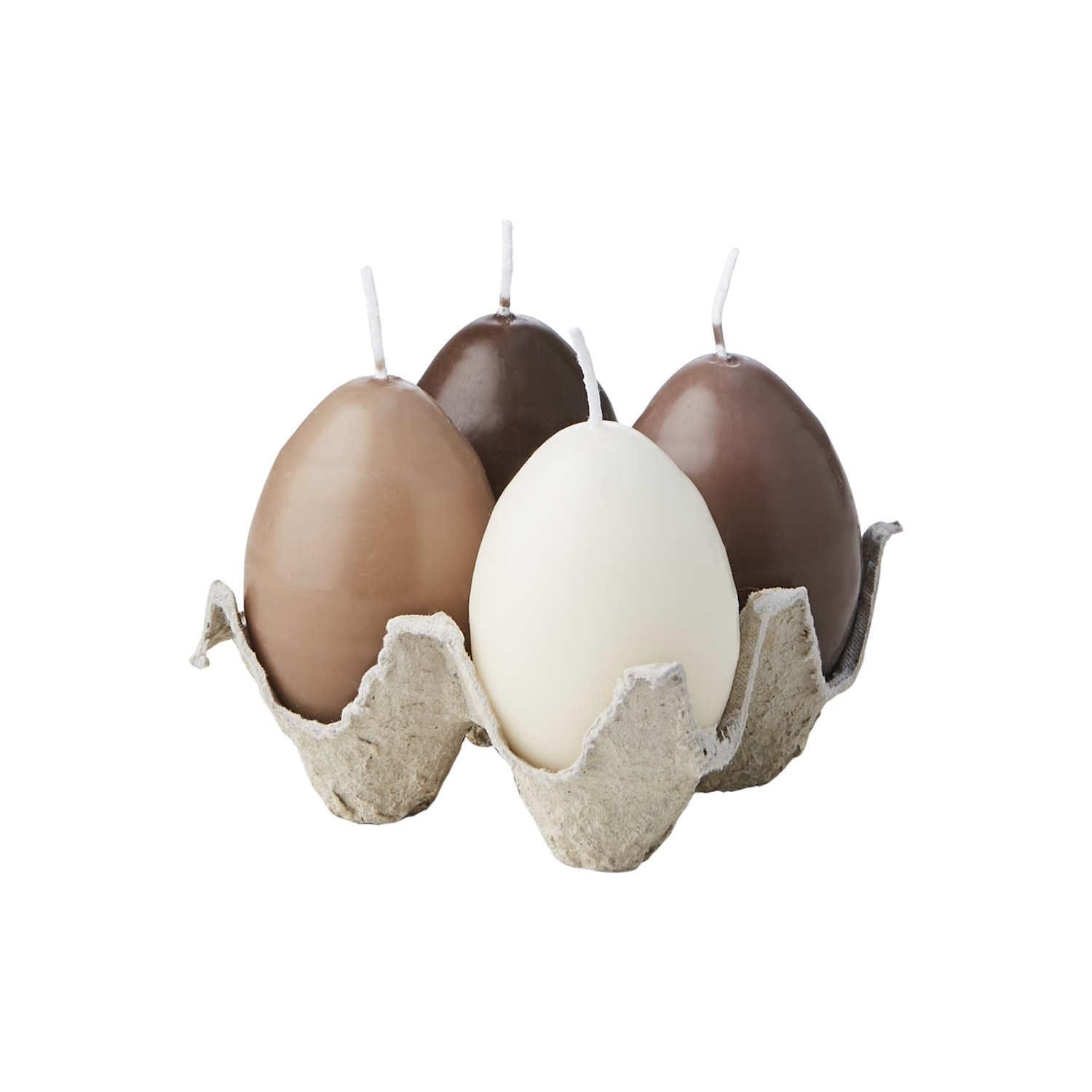 EGG CANDLES Hönsägg, 4-pack, Brun/beige/elfenben