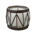 EVENT Uteljus i klarglas med brun järnhållare med korsande spjälor, diameter 15 cm