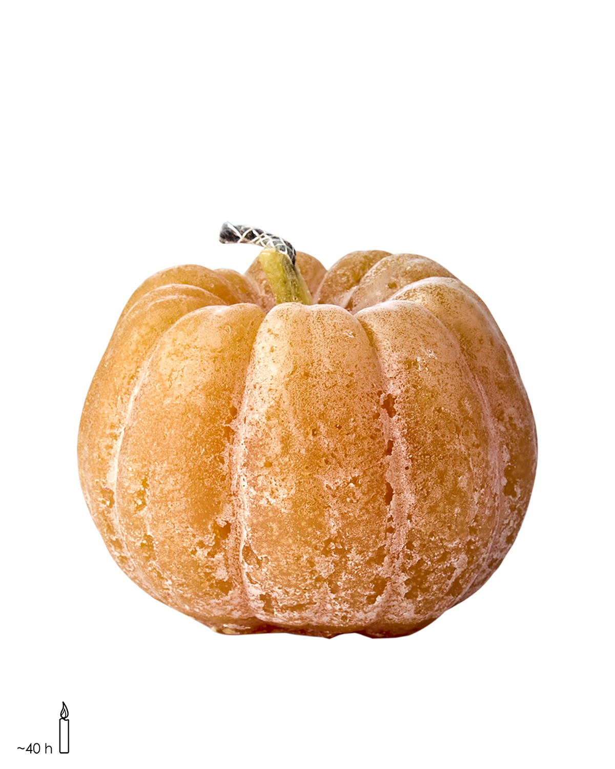 EVENT Uteljus pumpa i ockragult med räfflad yta och grön stjälk, diameter 12,5 cm