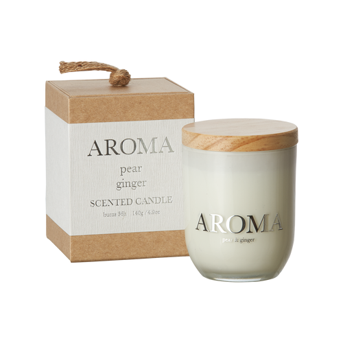 AROMA Doftljus S Pear & ginger, Brun/vit