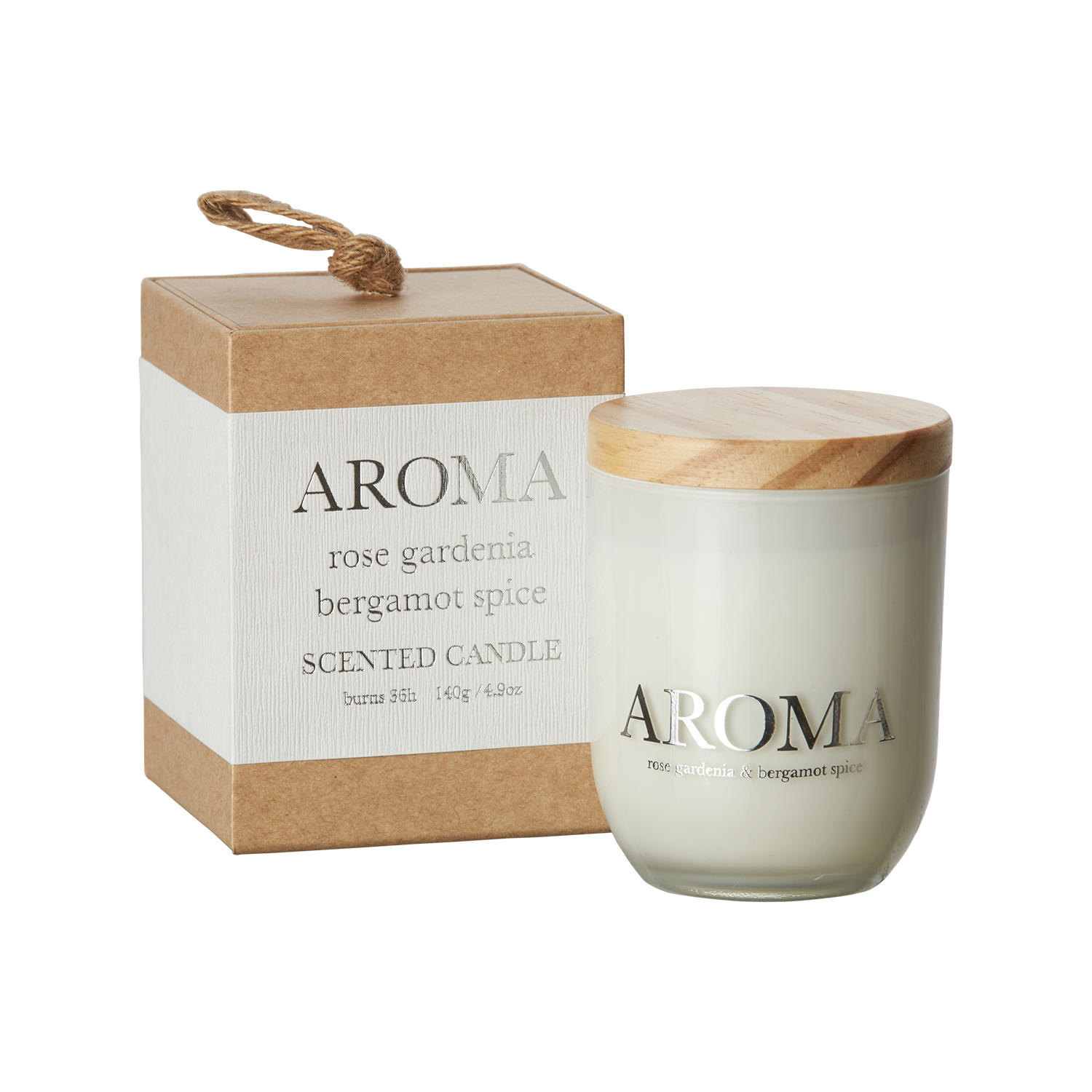 AROMA Doftljus S Rose, gardenia & bergamot, Brun/vit