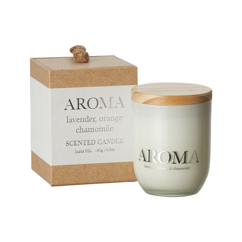 AROMA Doftljus S Lavender, orange & camomile, Brun/vit