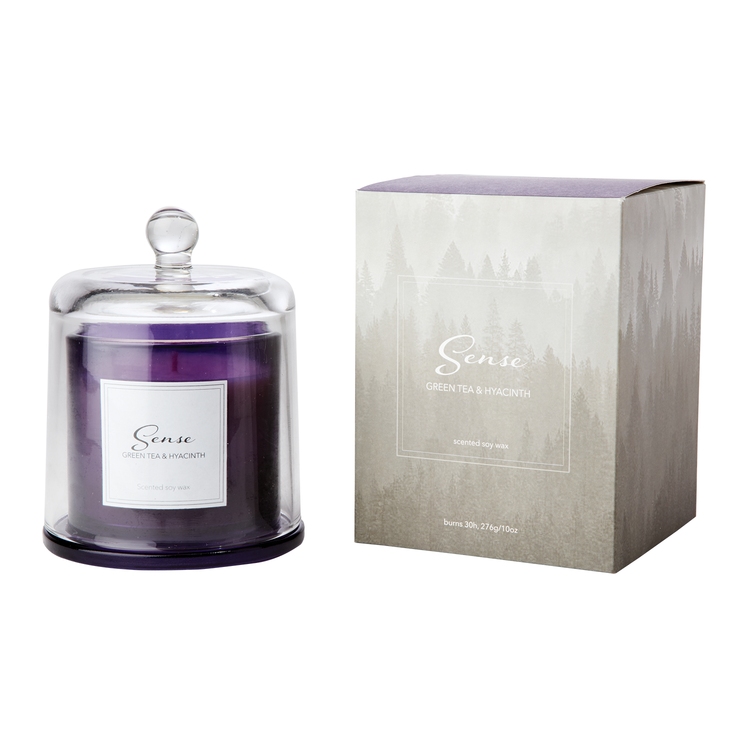 SENSE Doftljus med kupa Green tea & hyacinth, Lila