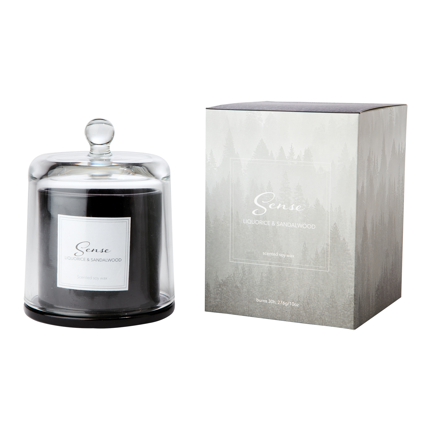 SENSE Doftljus med kupa Liquorice & sandalwood, Svart