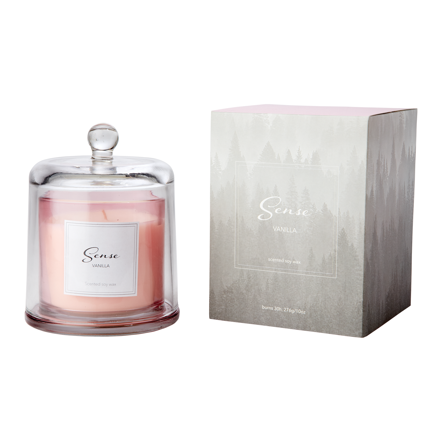 SENSE Doftljus med kupa Vanilla, Ljusrosa