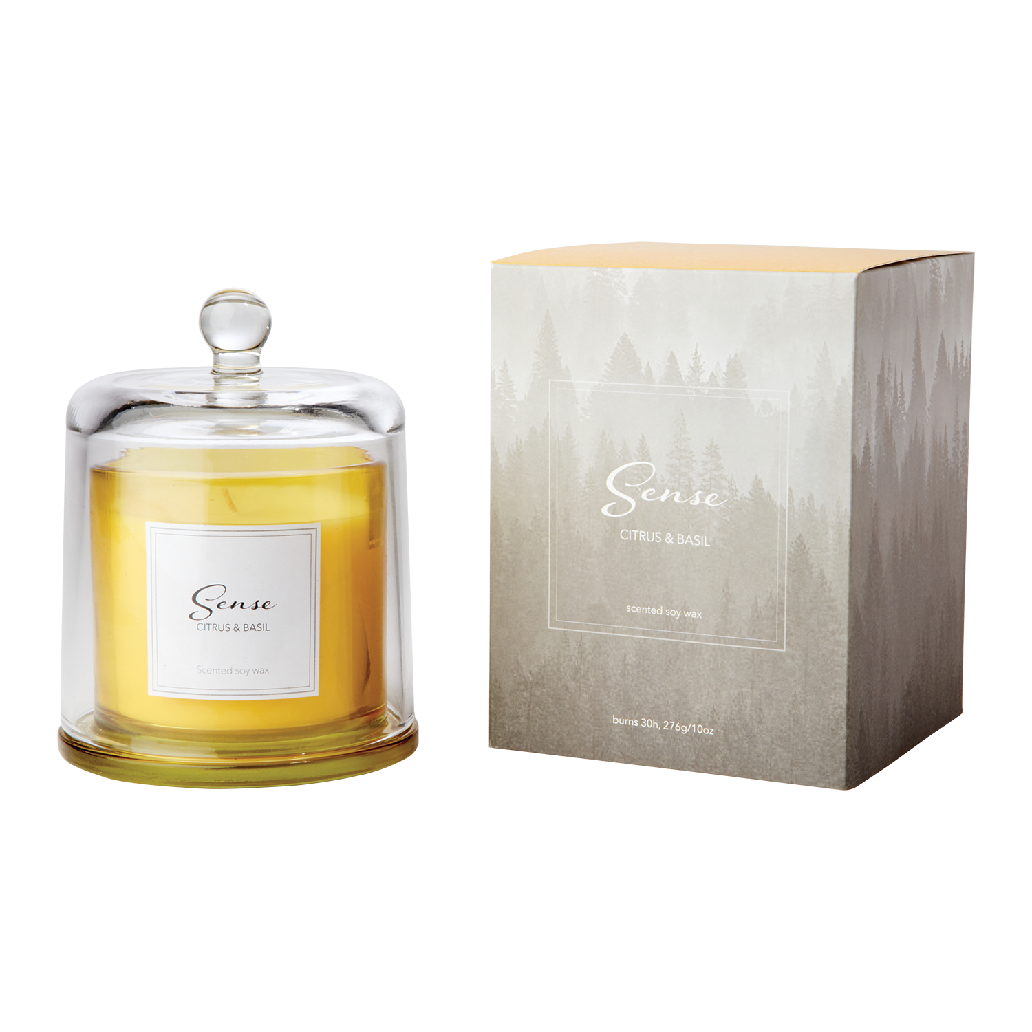 SENSE Doftljus med kupa Citrus & basil, Gul