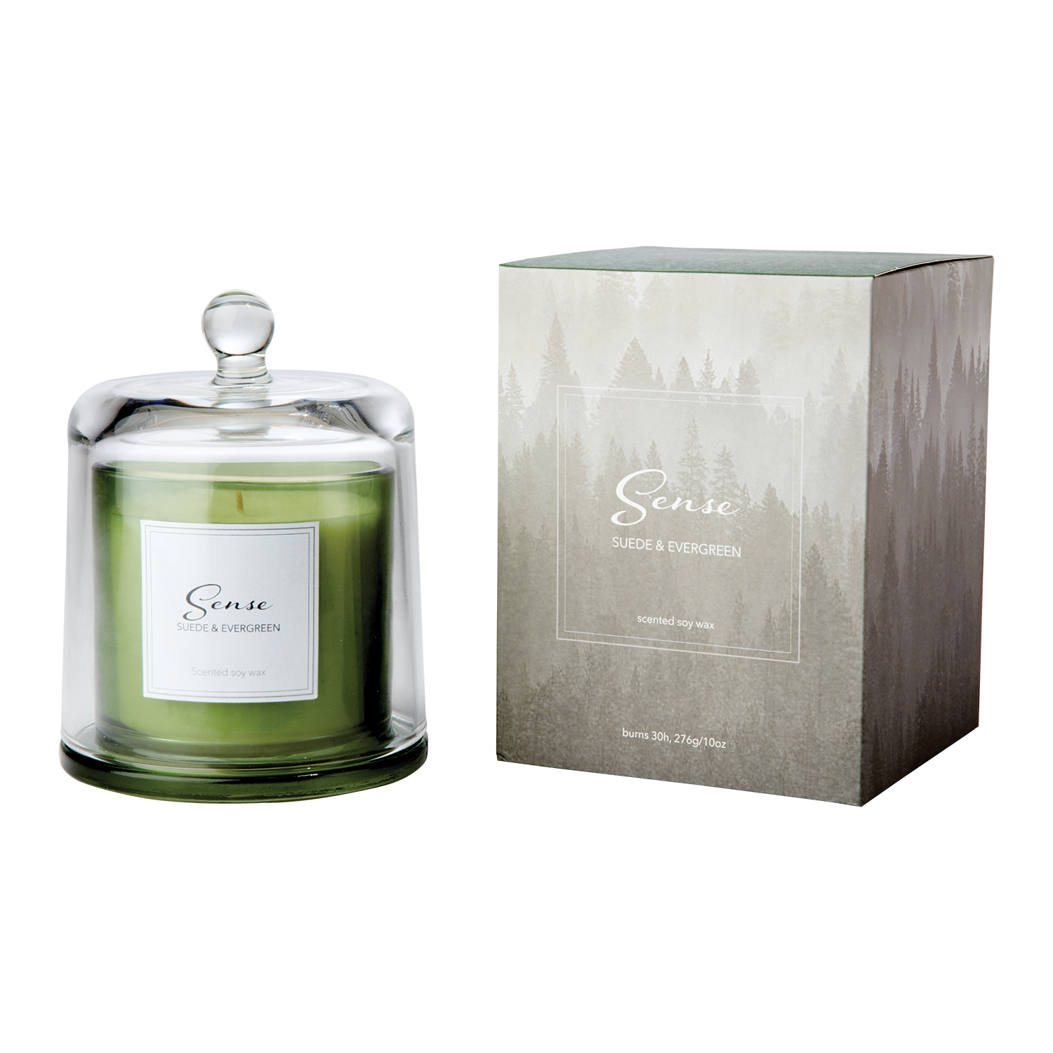 SENSE Doftljus med kupa Suede & evergreen, Grön
