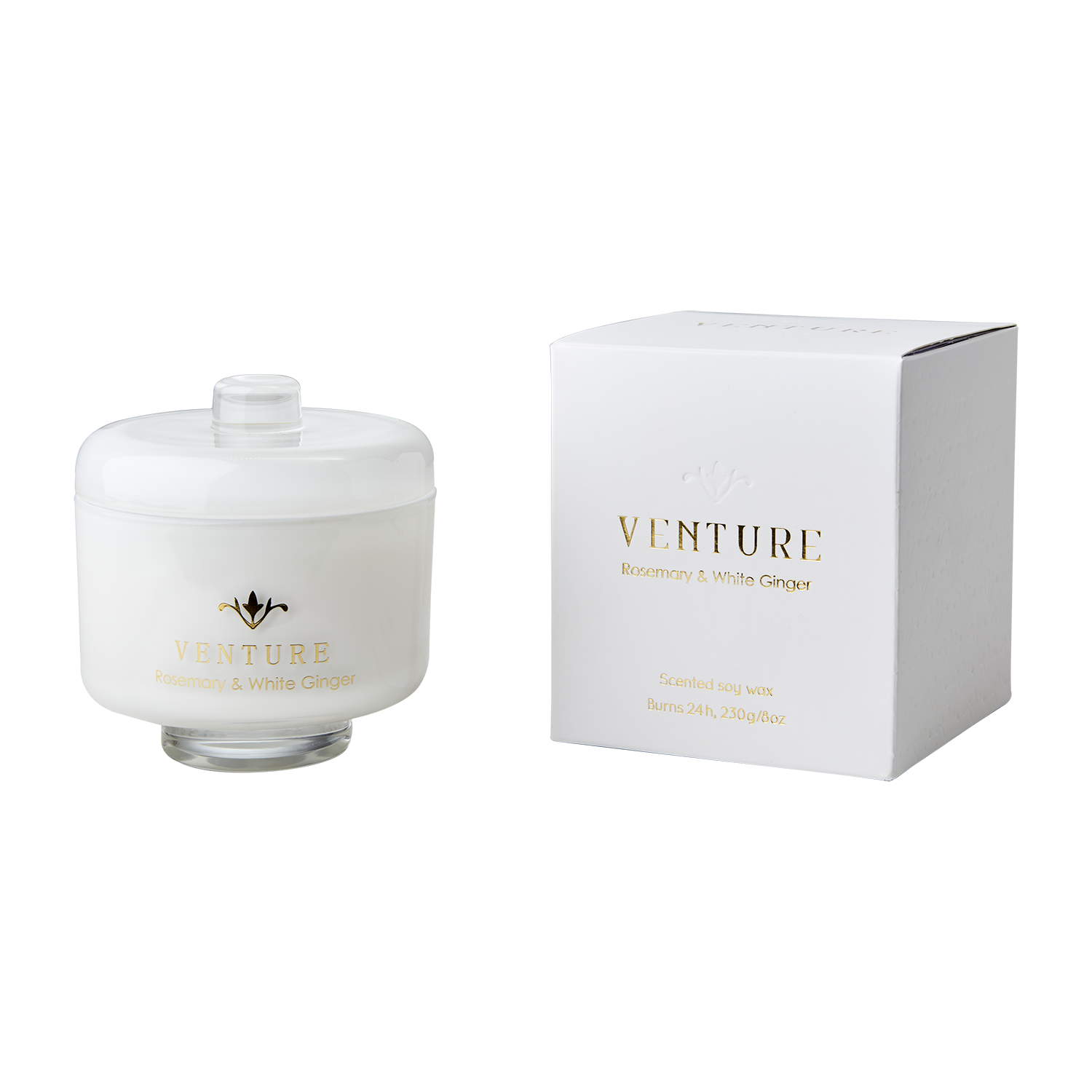 VENTURE Doftljus Rosemary & white ginger, Vit