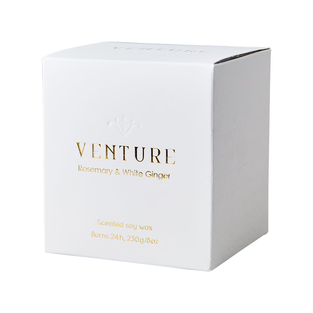 VENTURE Doftljus Rosemary & white ginger, Vit