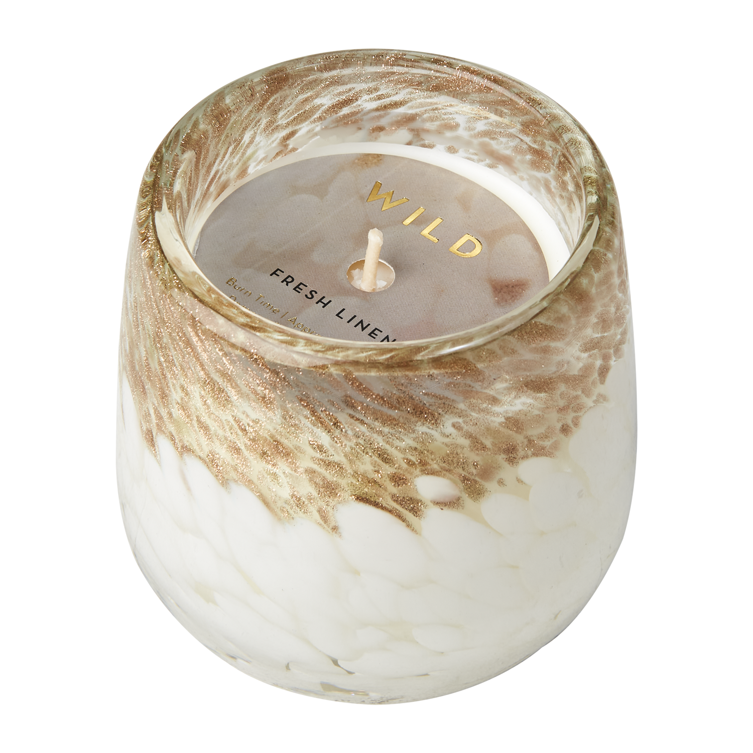 WILD Doftljus Fresh linen, Vit/guld 2