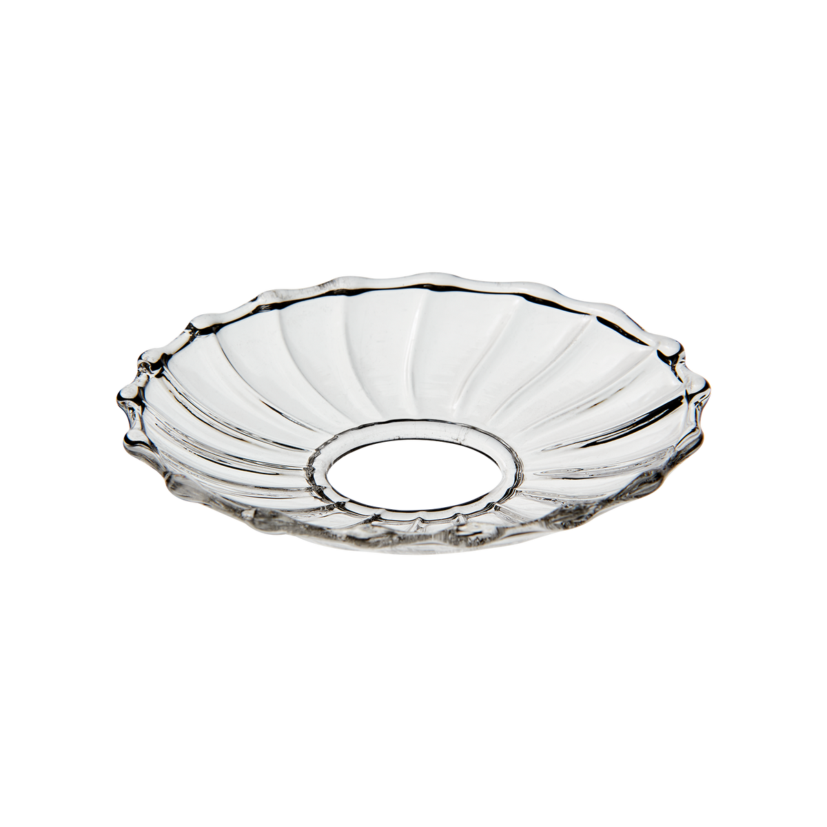 TINGLE Ljusmanschett i klart glas med räfflat mönster och vågig kant, diameter 8 cm
