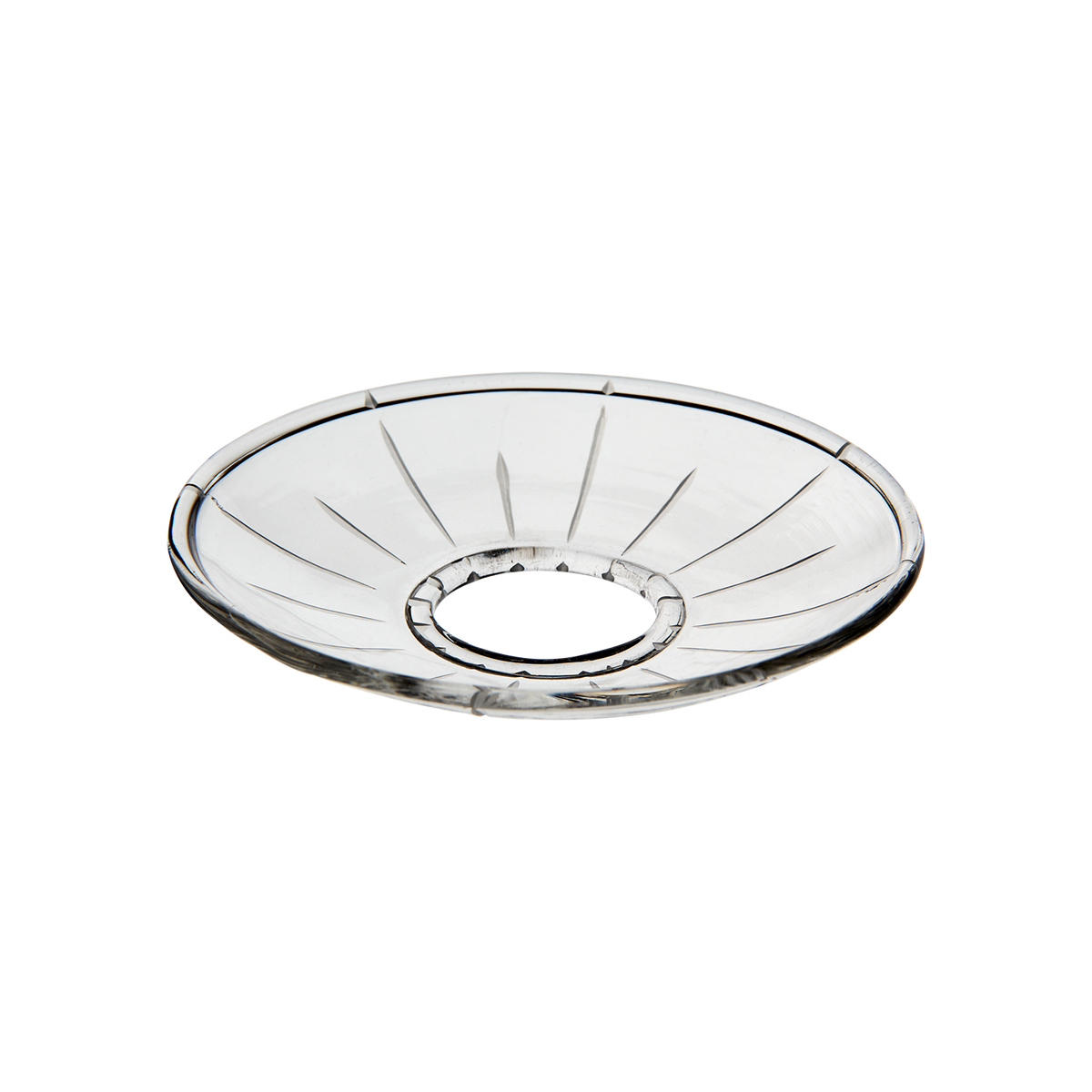 TINGLE Ljusmanschett i klart glas med slipat strålmönster från mitten, diameter 8 cm