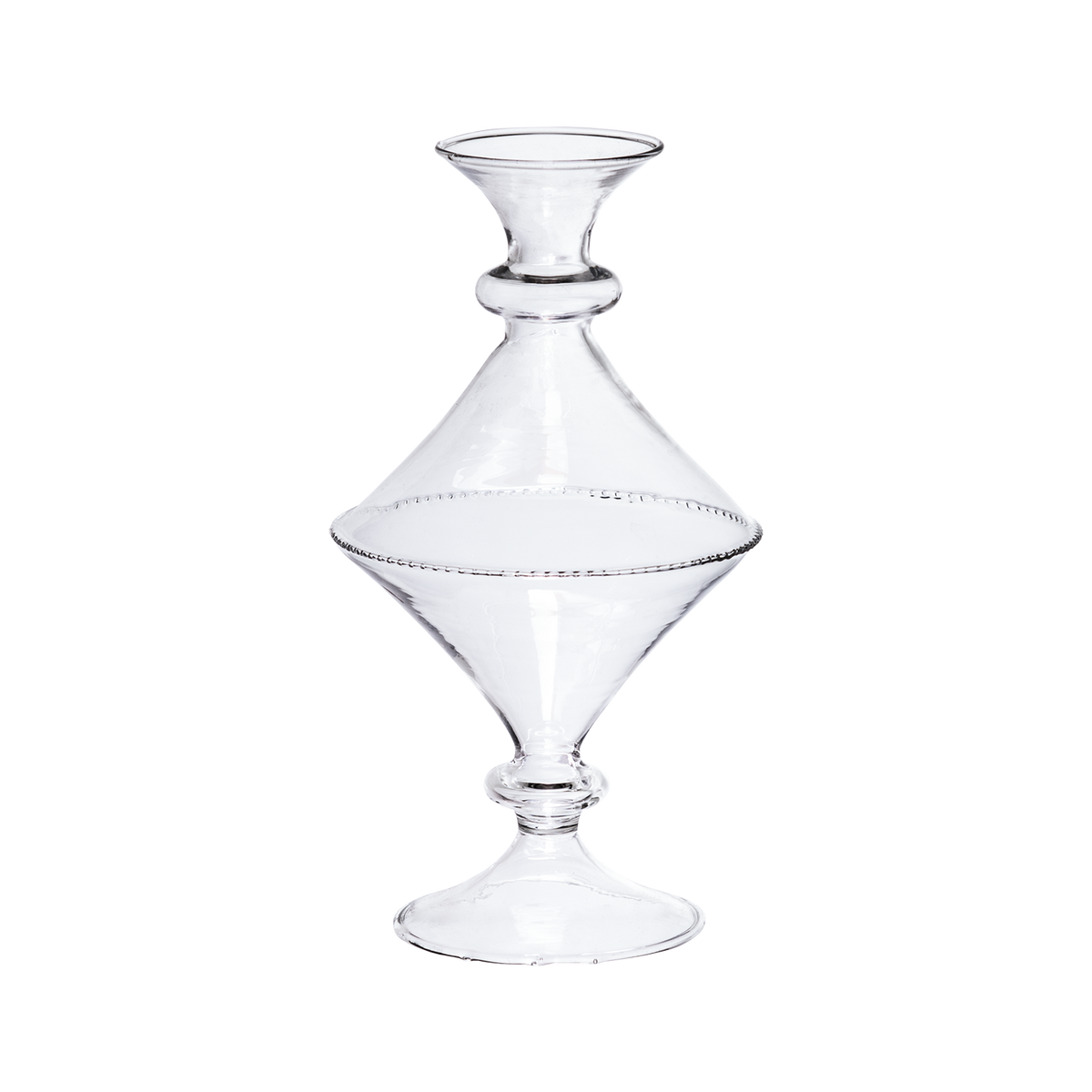 OLIVIA Vas i klart munblåst glas, slät diamantform med pärlkant på fot, höjd 19 cm