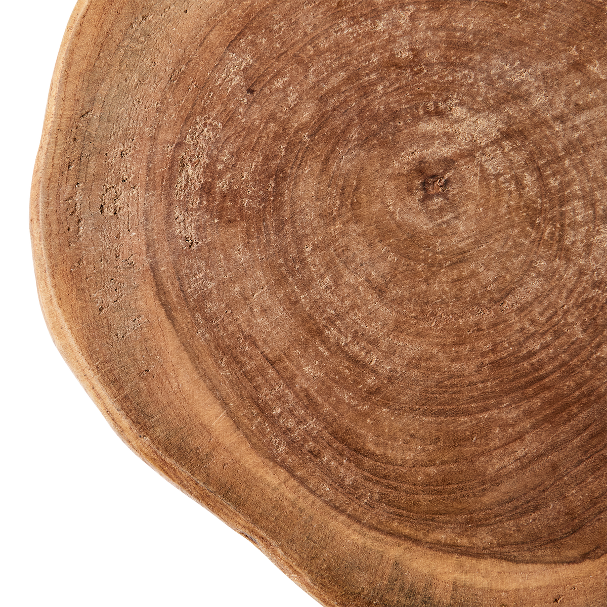 ARVID Dekorationsfat i teakrot format som en trädskiva med synliga årsringar, ca 20 × 18 × 2 cm – bild 3