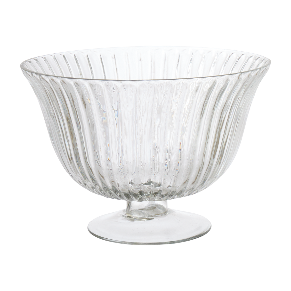 ROMANCE Skål på fot M i klart räfflat glas, diameter 20 cm och höjd 14 cm