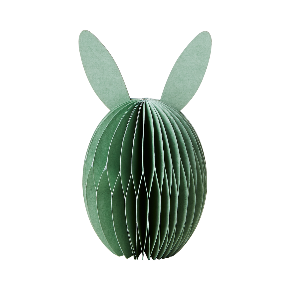 BUNNY Påskdekoration i grönt vikt papper, ägg med kaninöron, höjd 12 cm
