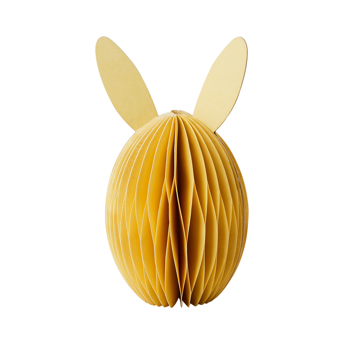 BUNNY Påskdekoration i gult vikt papper, ägg med kaninöron, höjd 12 cm