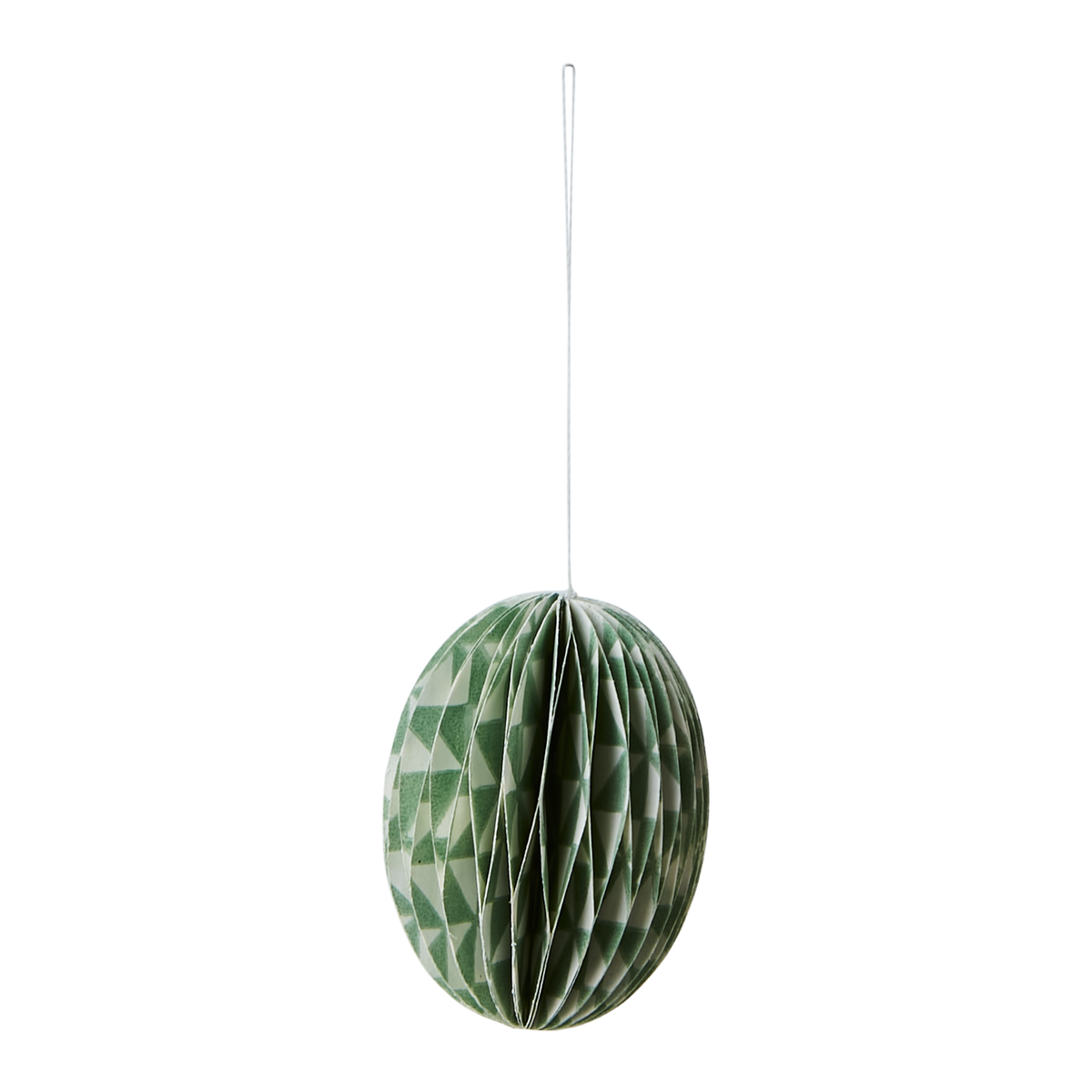 BUNNY Påskdekoration, hängande grönmönstrat påskägg i vikt papper, höjd 6 cm