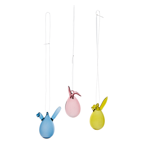 BUNNY Påskdekoration, 3-pack, Rosa/gul/blå