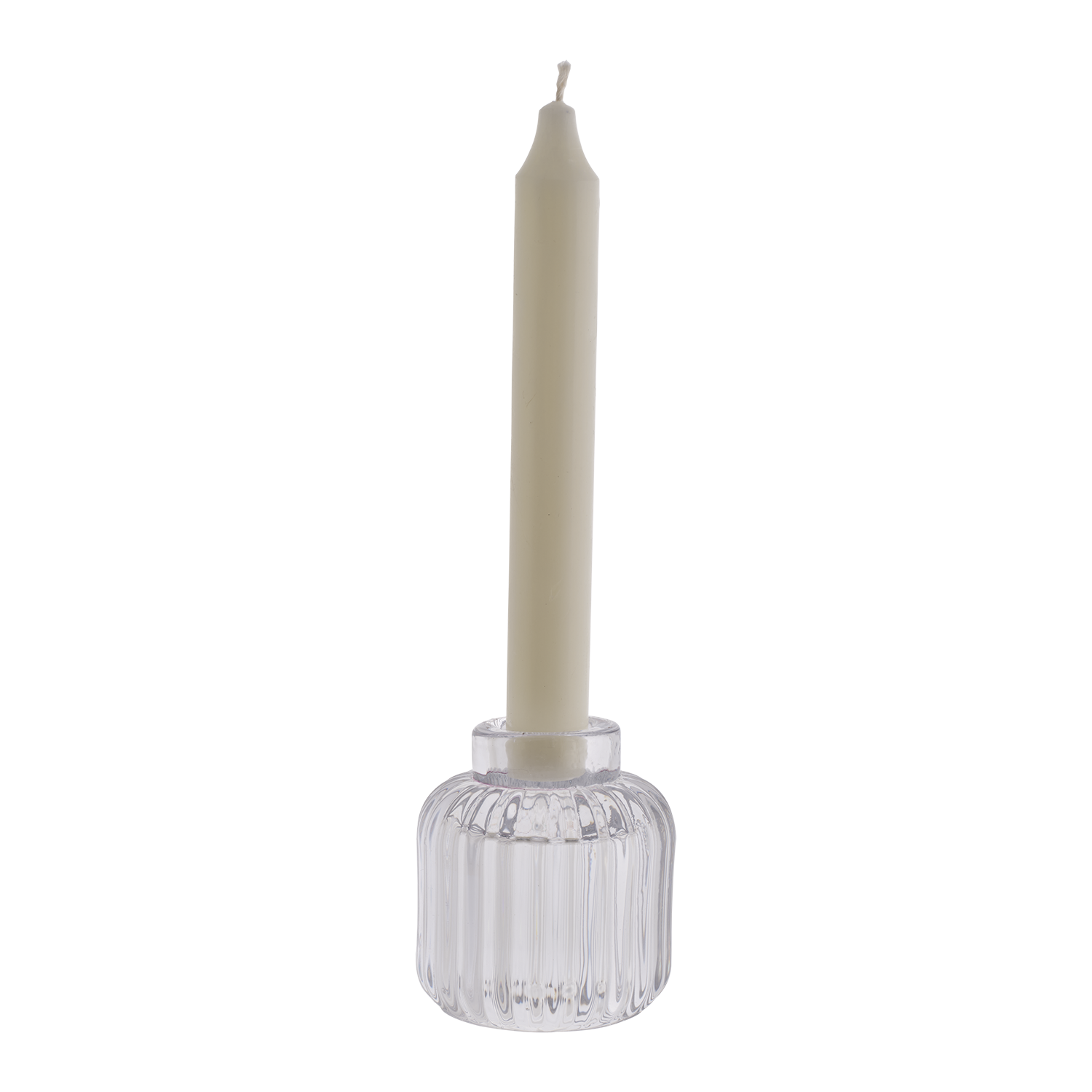 DAISY Ljusstake, Klar – räfflad ljusstake i pressglas på fot, H8 cm – bild 3