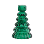 DAISY Ljusstake, Grön – våningsformad ljusstake i pressglas, H13 cm
